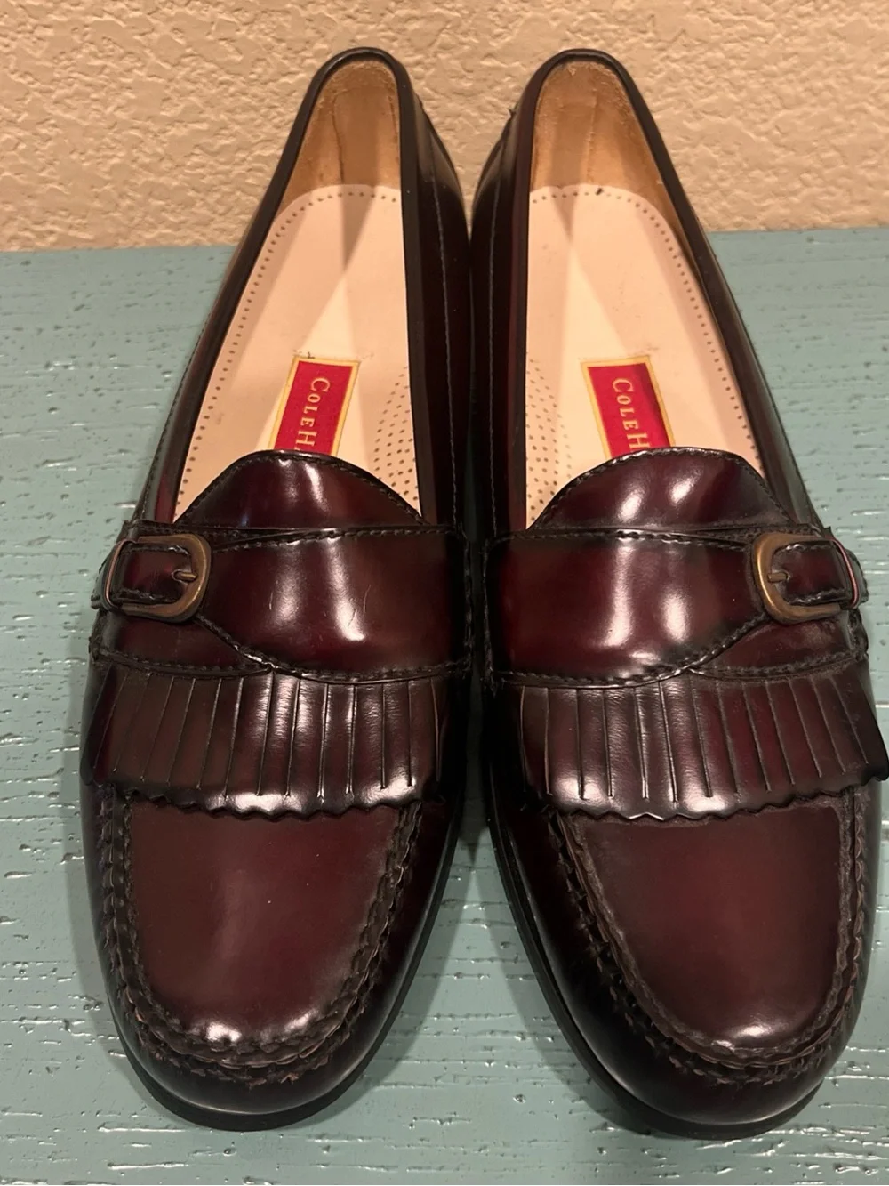 Cole Haan Men’s Brown Kiltie Loafers with Buckle